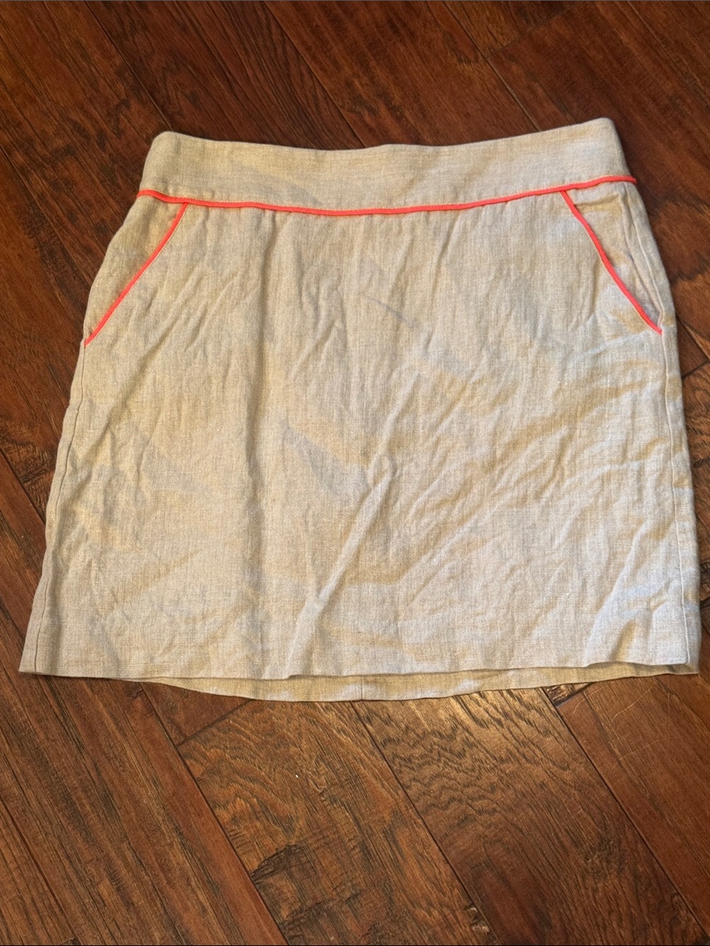 LOFT Linen Mini Skirt with Coral Piping